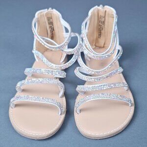 Kelly & Katie Lindsay Sequin White and Silver Sandal